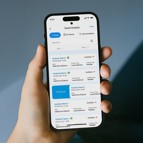My Reveal app saved diamond analysis screen